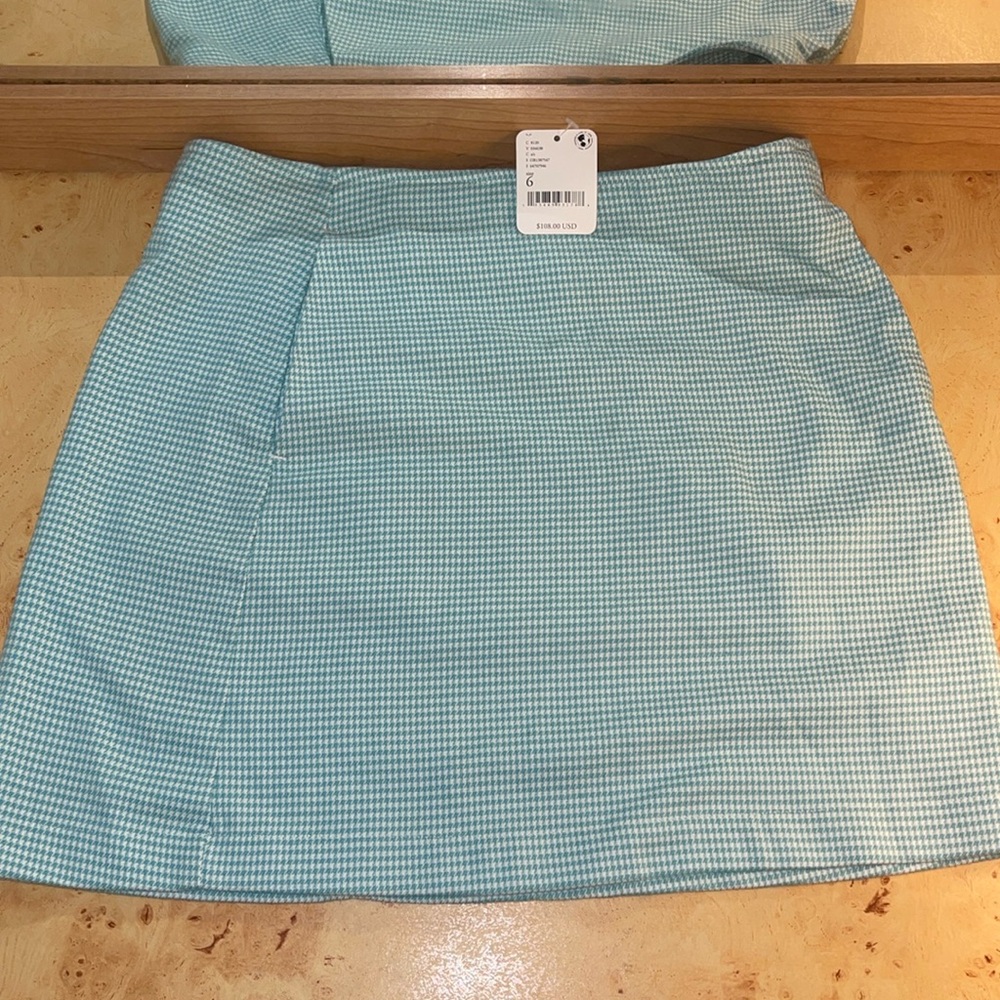 Free People blue houndstooth miniskirt